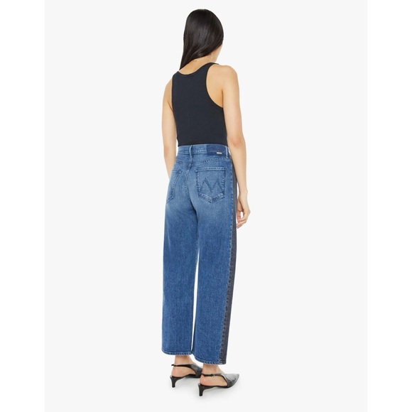 MOTHER Superior The Lil Half Pipe Flood Barrel Jeans Black Blue 24 - Picture 15 of 16